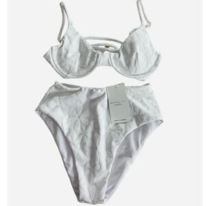 New Kenny Flowers Womens High waisted Bikini Jacquard floral BikiniSet medium